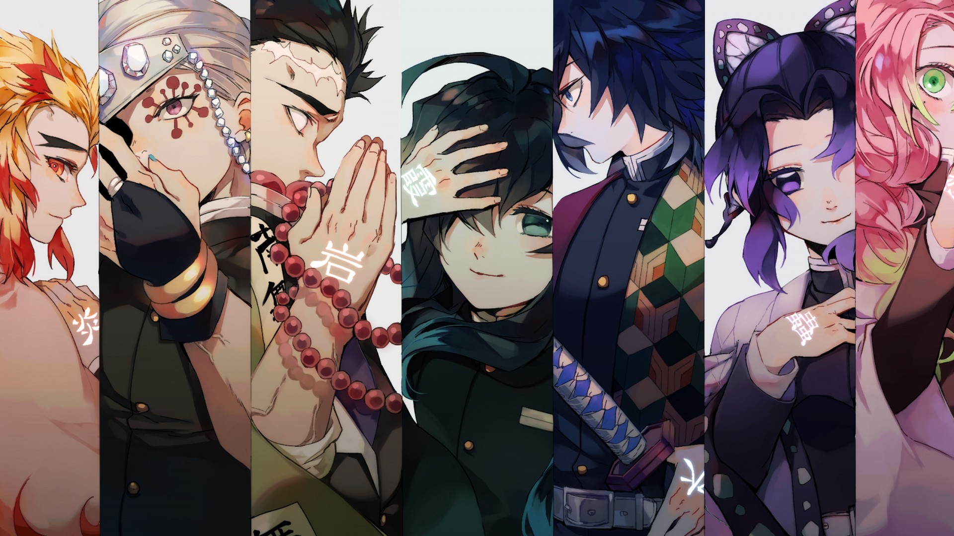 Boy Girl Giyuu Tomioka Gyomei Himejima Kyojuro Rengoku Mitsuri Kanroji HD Demon Slayer Kimetsu no Yaiba Wallpaper