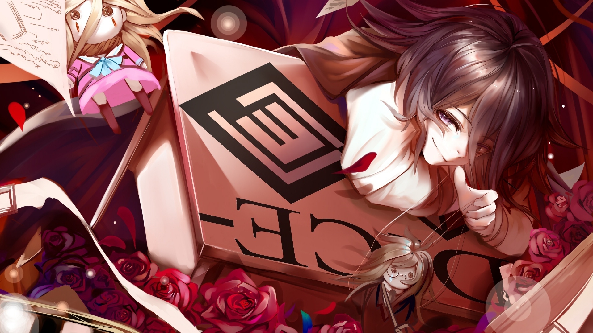 Wallpaper Anime Games, Roses, Smiling, Danganronpa V Iruma Miu:1920x1080