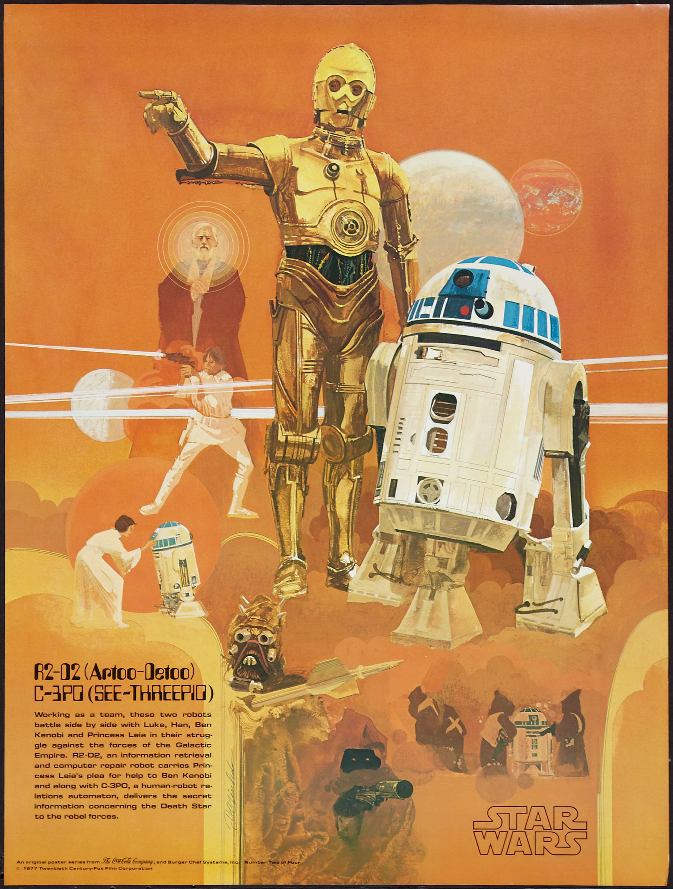 vintage star wars wallpaper, r2 d2, c 3po, boba fett, fictional character, poster