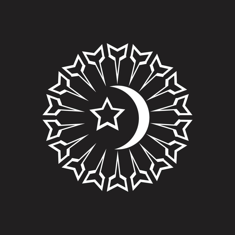 moon and star logo in a circle with can be used for community logos, company logos, wallpaper, banners, pamphlets, and more