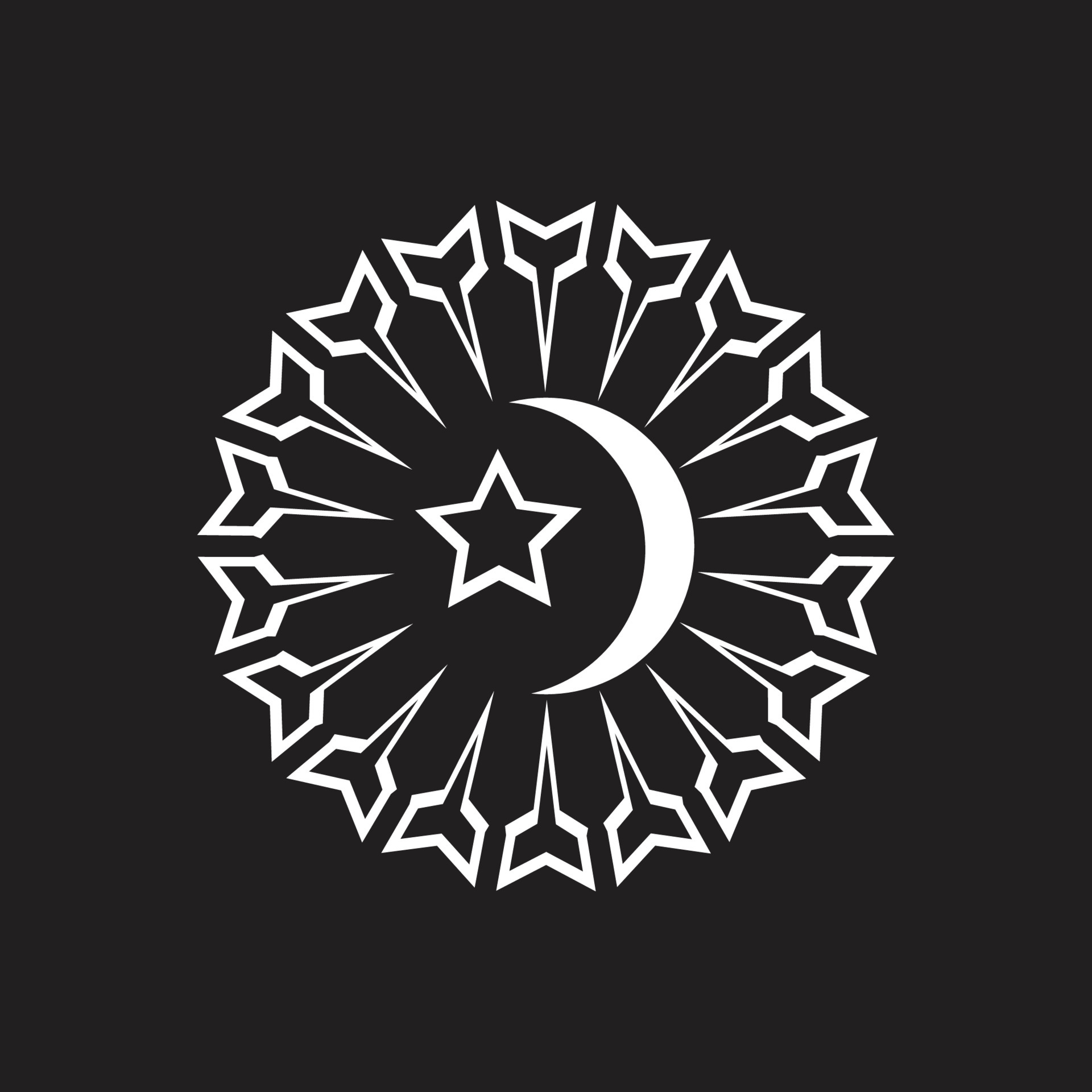 moon and star logo in a circle with can be used for community logos, company logos, wallpaper, banners, pamphlets, and more