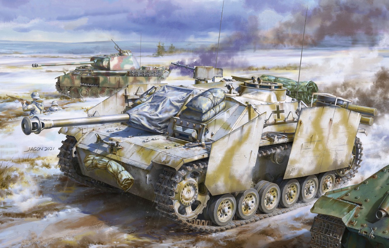 Wallpaper Winter, Tank, SAU, StuG III, StuG 40, Pz. V Panther image for desktop, section оружие