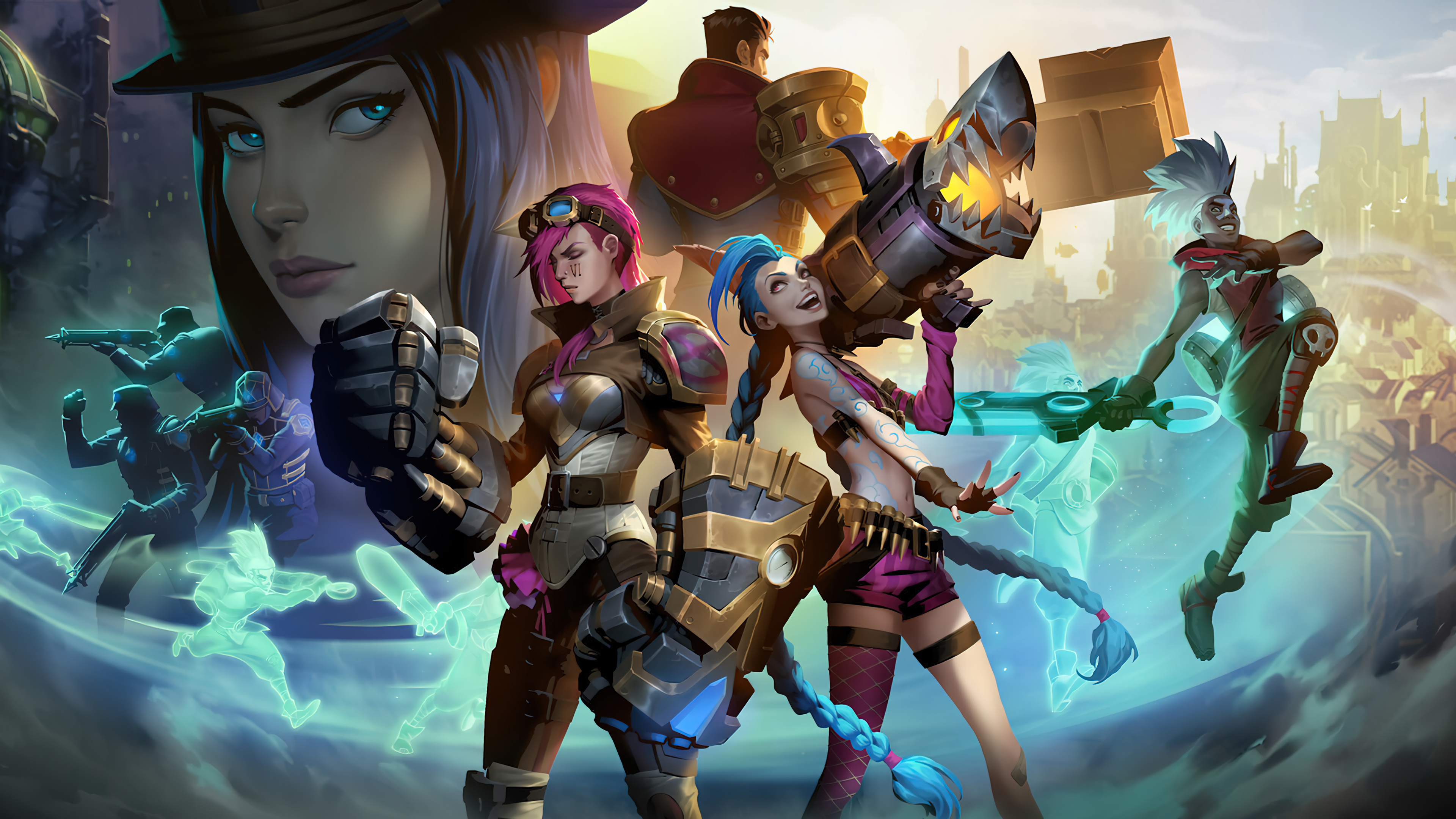 LOL Vi Jinx Caitlyn Ekko Jayce LoR PC DeskK Wallpaper & Artwork