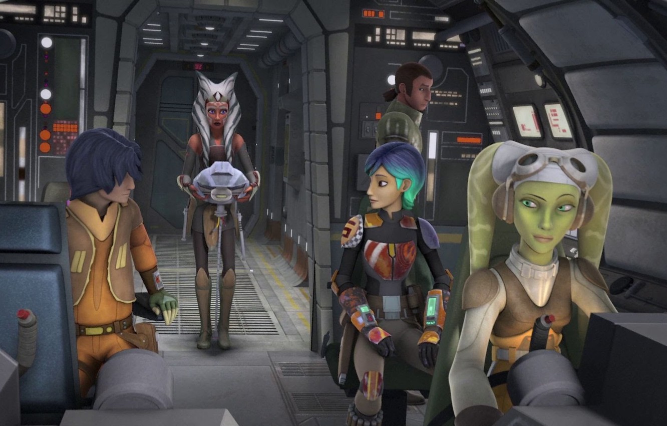 Wallpaper Crew, animated series, Star wars: Rebels, spaceship Ghost, Star Wars: Rebels, Ahsoka image for desktop, section фильмы