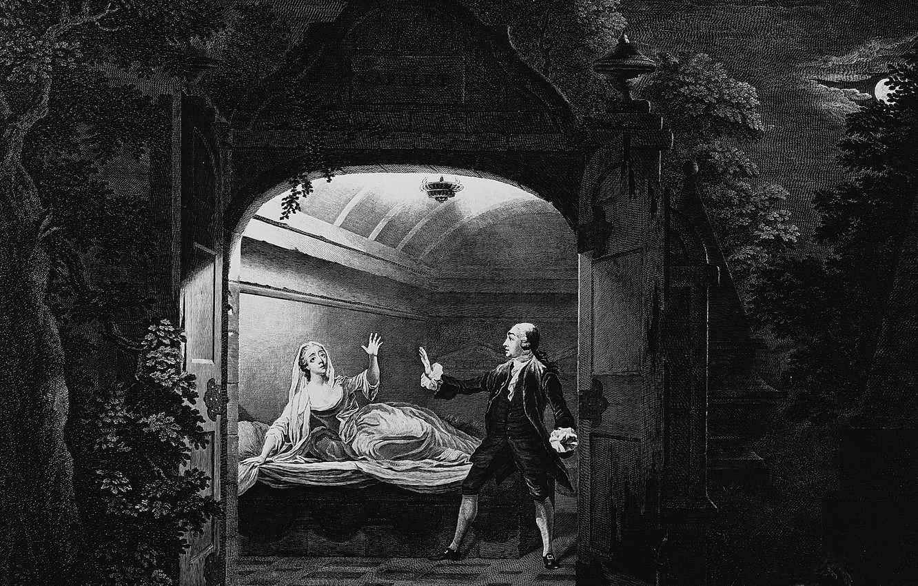 Wallpaper 1765, Mr Garrick and Miss Bellamy, in the characters, of Romeo and Juliet image for desktop, section живопись