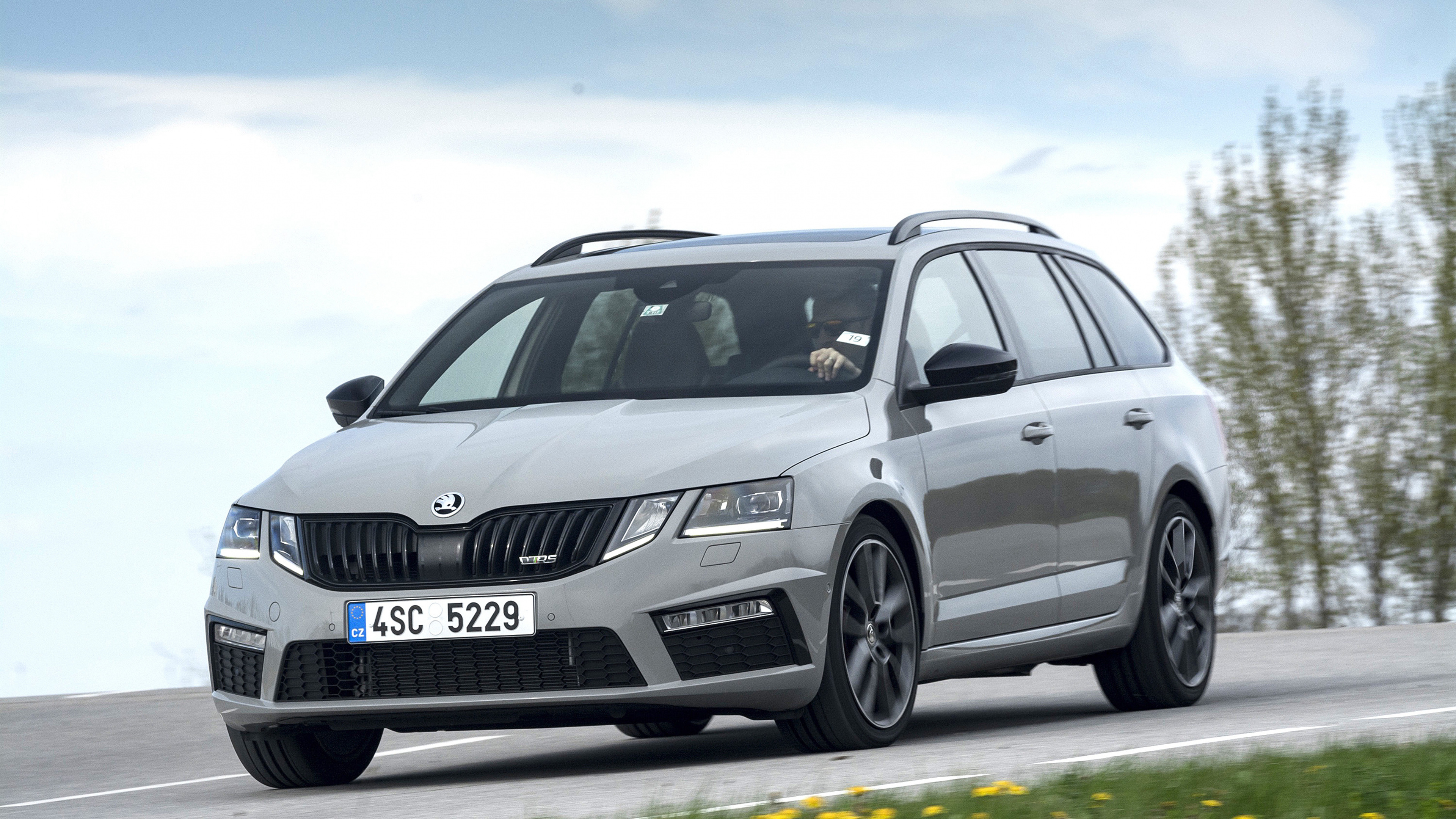 Download wallpaper 4k, Skoda Octavia RS Combi, 2018 cars, movement, road, Skoda for desktop with resolution 3840x2160. High Quality HD picture wallpaper