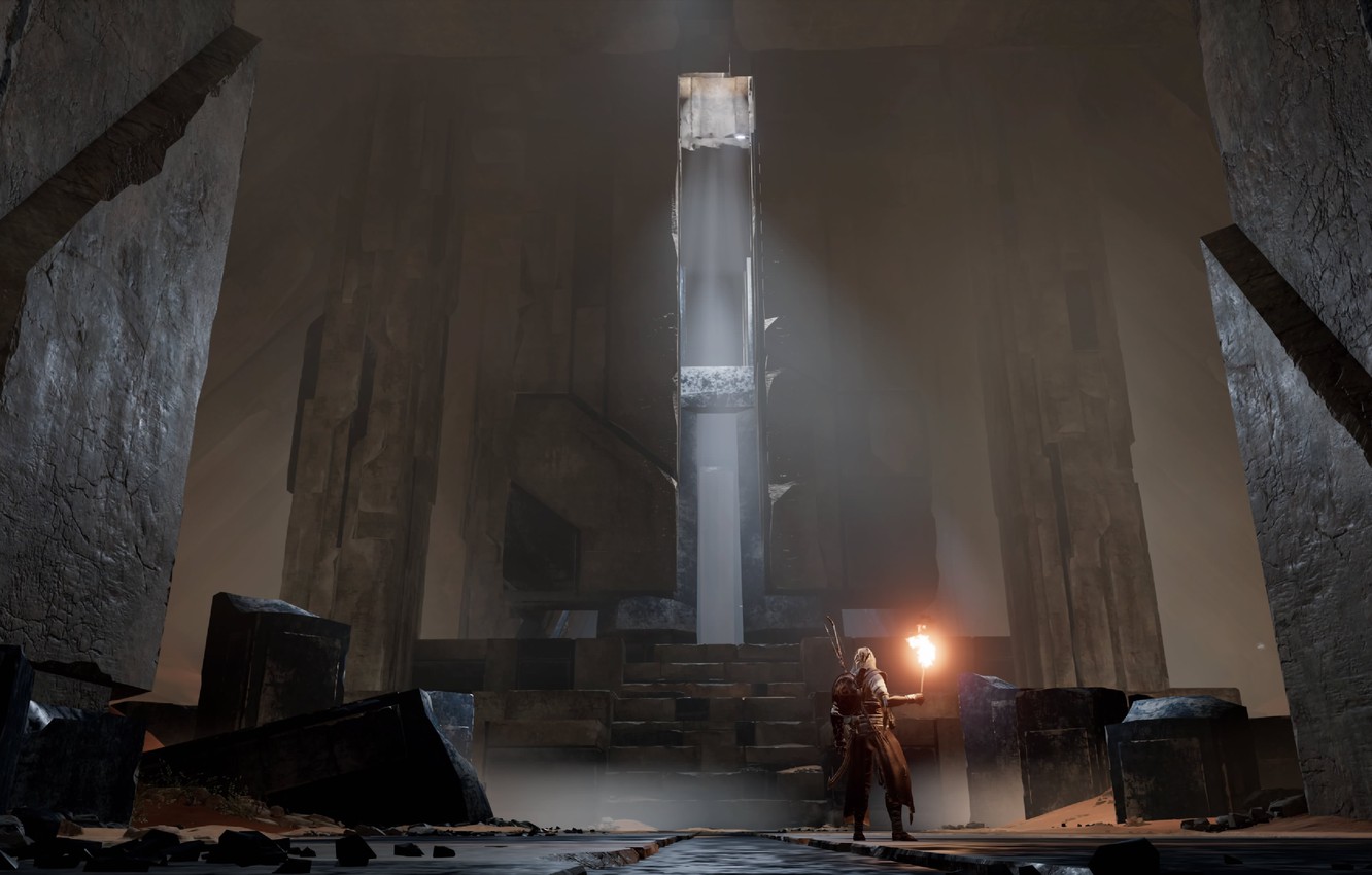 Wallpaper stones, people, Egypt, torch, assassin's creed origins, Bayek of Siwa image for desktop, section игры