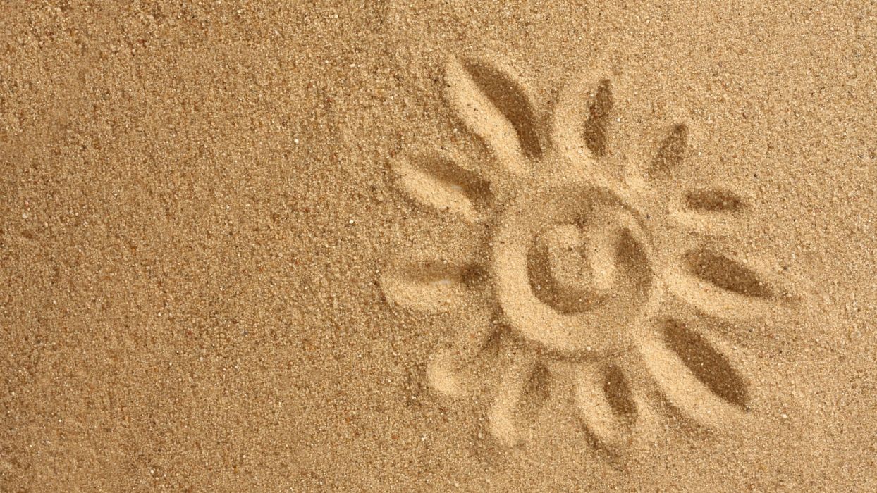 Summer sun sand beaches mood nature drawing wallpaperx1080