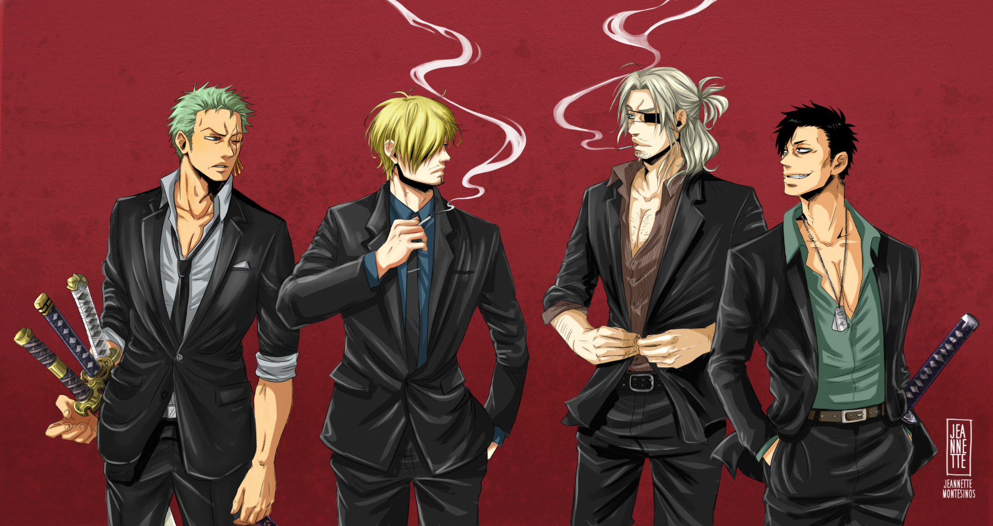 Crop Sanji Wallpaper for Free, Gangsta, Nicolas Brown, Roronoa Zoro, Anime Crossover, One Piece HD Background