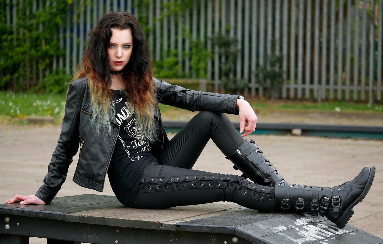 Wallpaper look, girl, face, style, jacket, leather pants image for desktop, section девушки