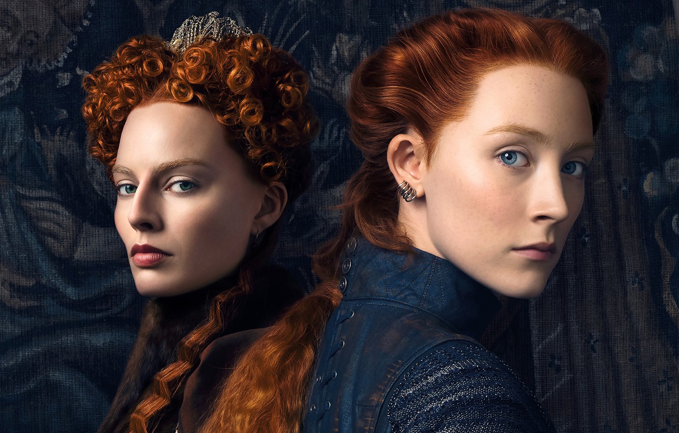 Wallpaper girls, ladies, two, poster, history, drama, Saoirse Ronan, Saoirse Ronan, Margot Robbie, Margot Robbie, redhead, biography, Mary Queen of Scots, Queen Elizabeth I, Two Queens, Mary Stuart image for desktop, section
