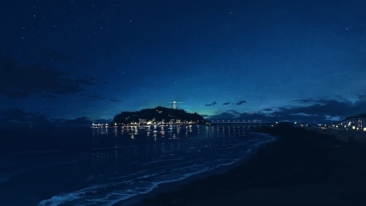 Night Beach Sky Anime PC DeskK Wallpaper free Download