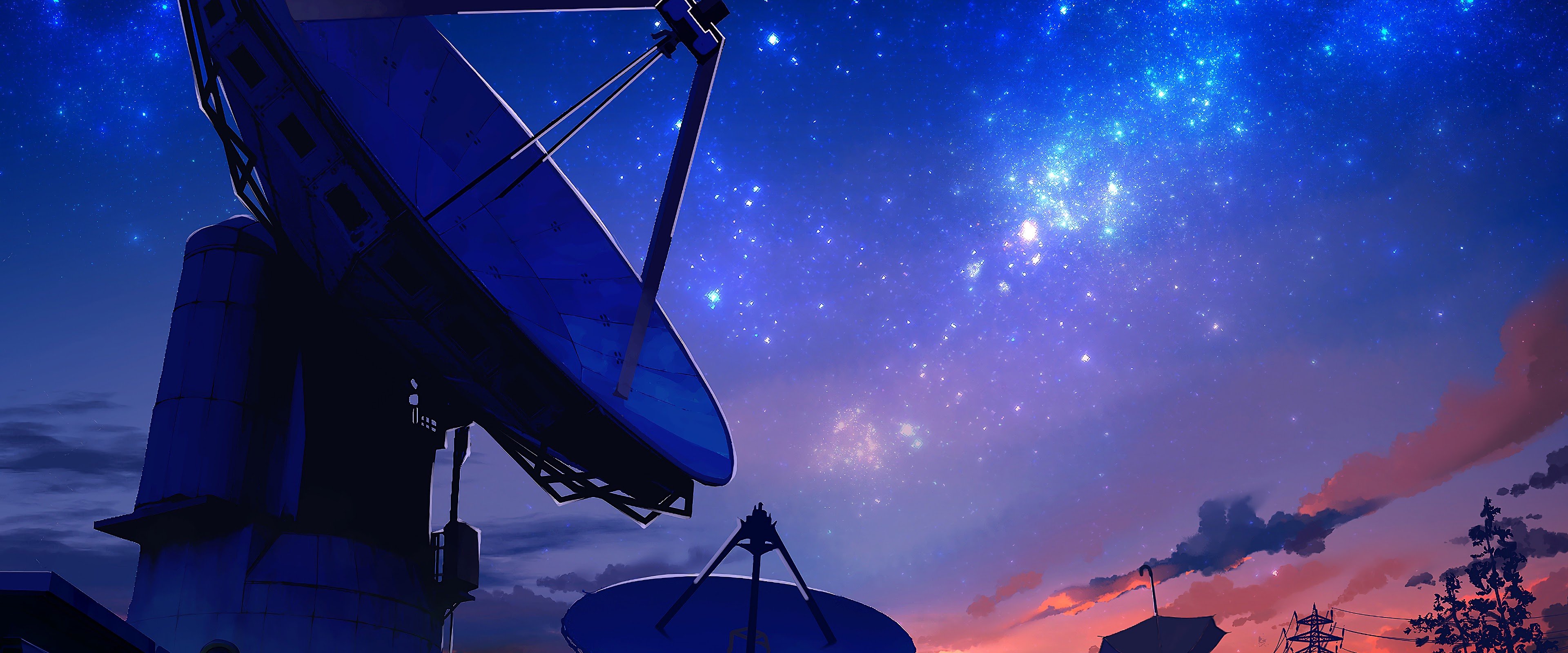 Anime Scenery Night Sky Satellite Dish PC DeskK Wallpaper free Download