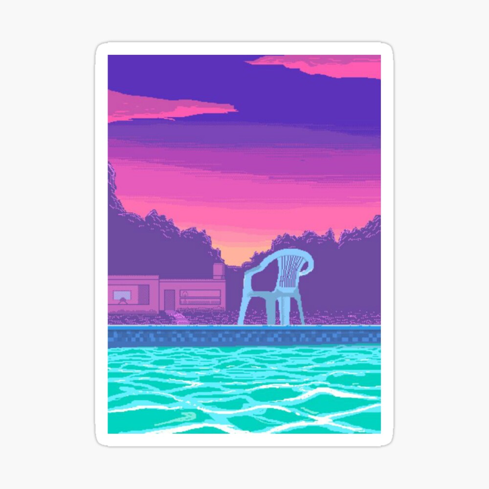 Vaporwave Aesthetic T Shirt Pool Summer Palm Trees Chill Lo Fi Hip Hop Canvas Print