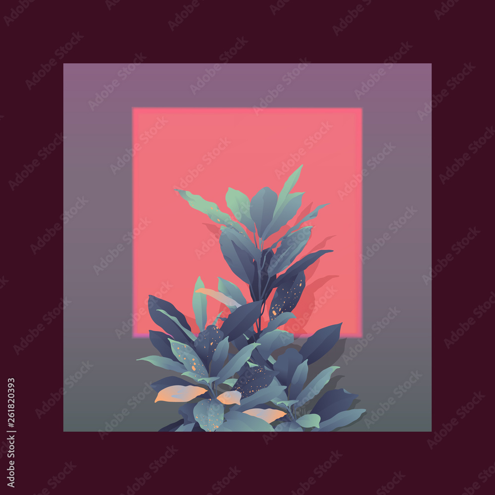 Croton light and shade nostalgic vaporwave background Stock Vector
