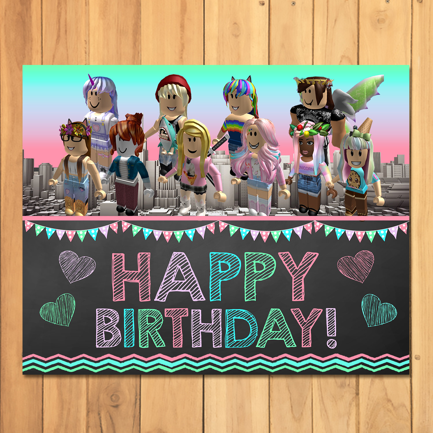 Girl Roblox Happy Birthday Sign Pink Roblox Birthday Party