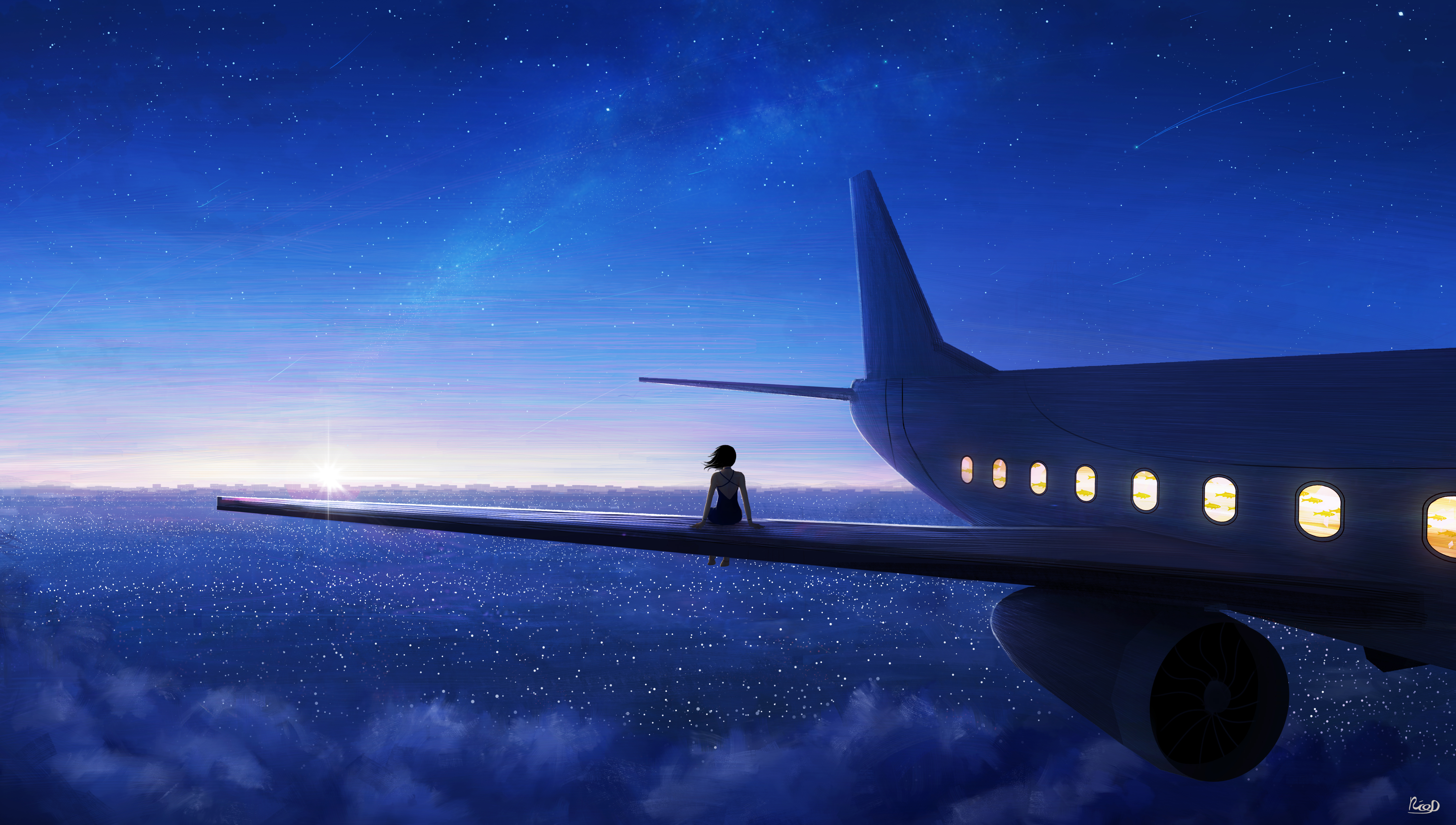 Sitting On Plane Wing 5k, HD Artist, 4k Wallpaper, Image, Background, Photo and Picture