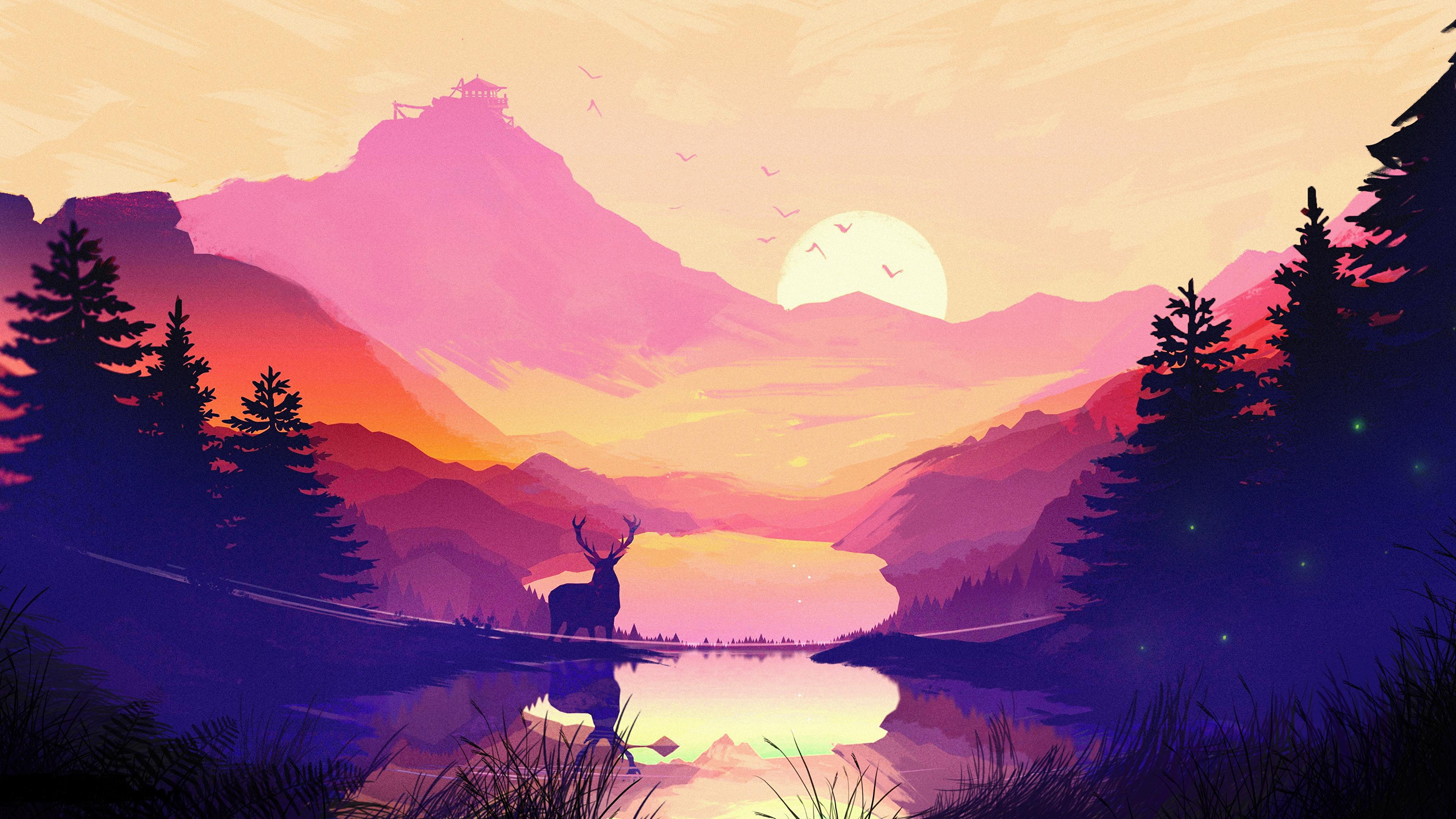 Deer Landscape Wallpaper Free Deer Landscape Background