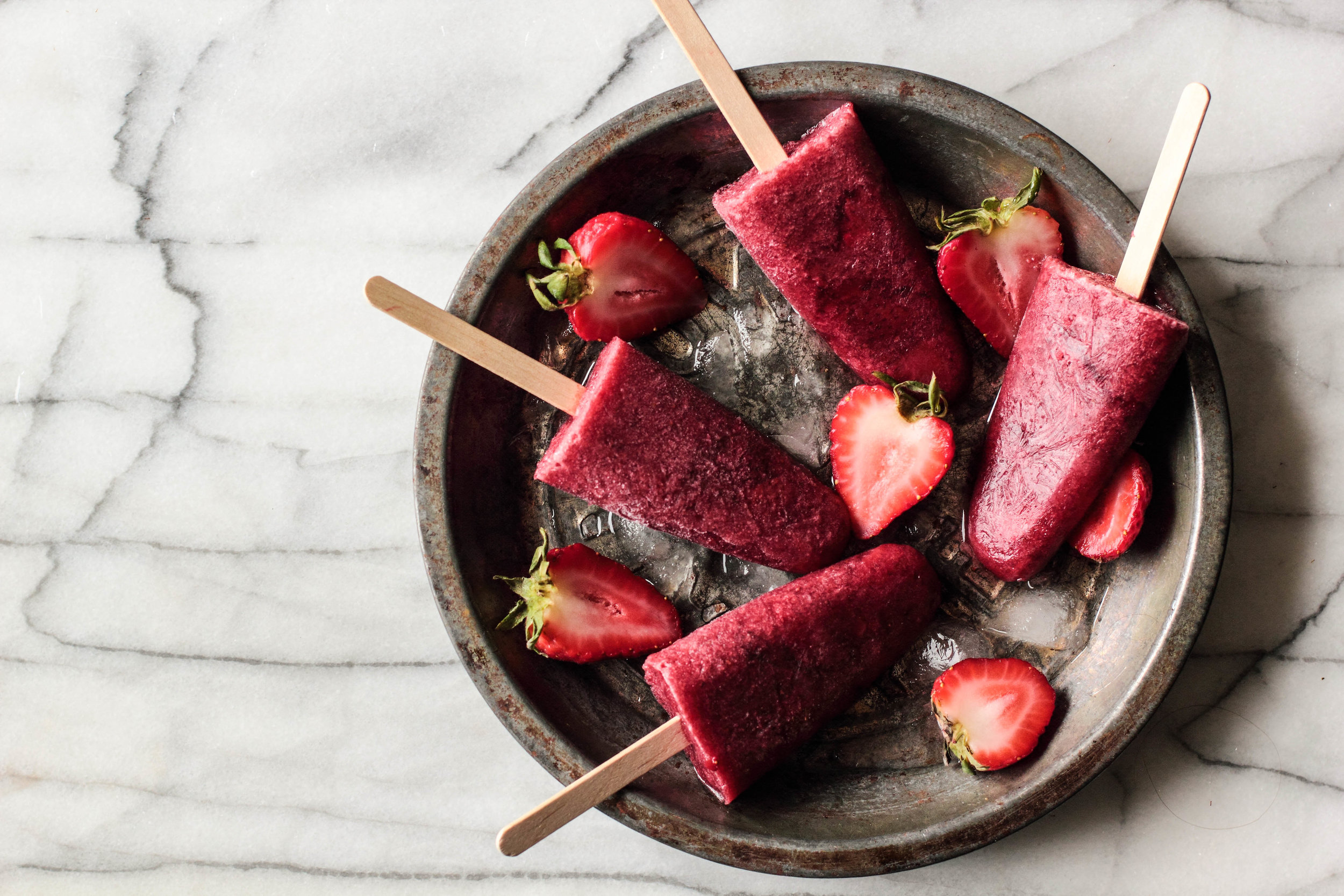 Pastry Affair. Roasted Strawberry Red Wine Popsicles