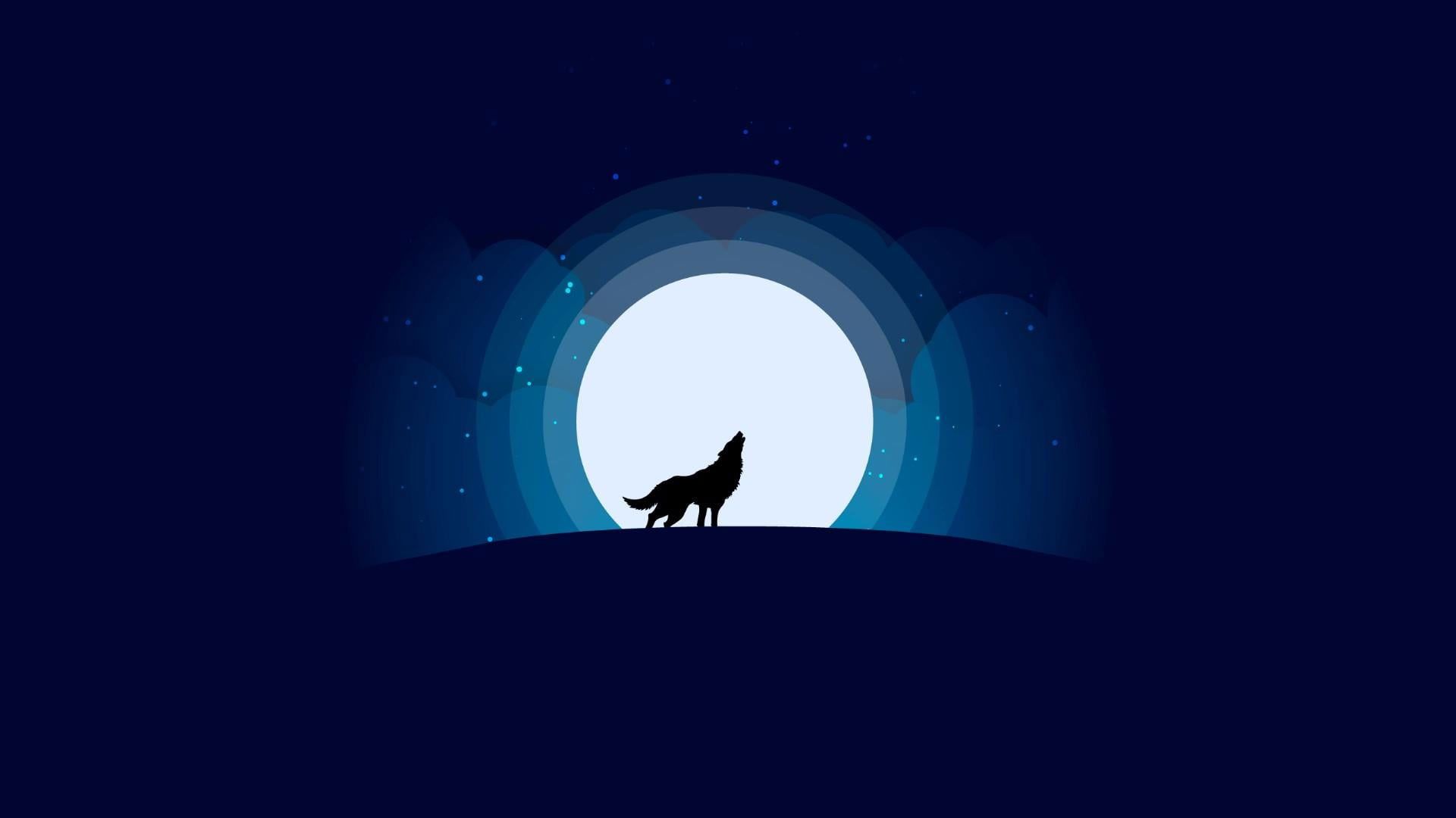 Wolf moon wallpaper, moonlight, night, minimalist, sky, artistic. Minimalist wallpaper, HD wallpaper, Wallpaper