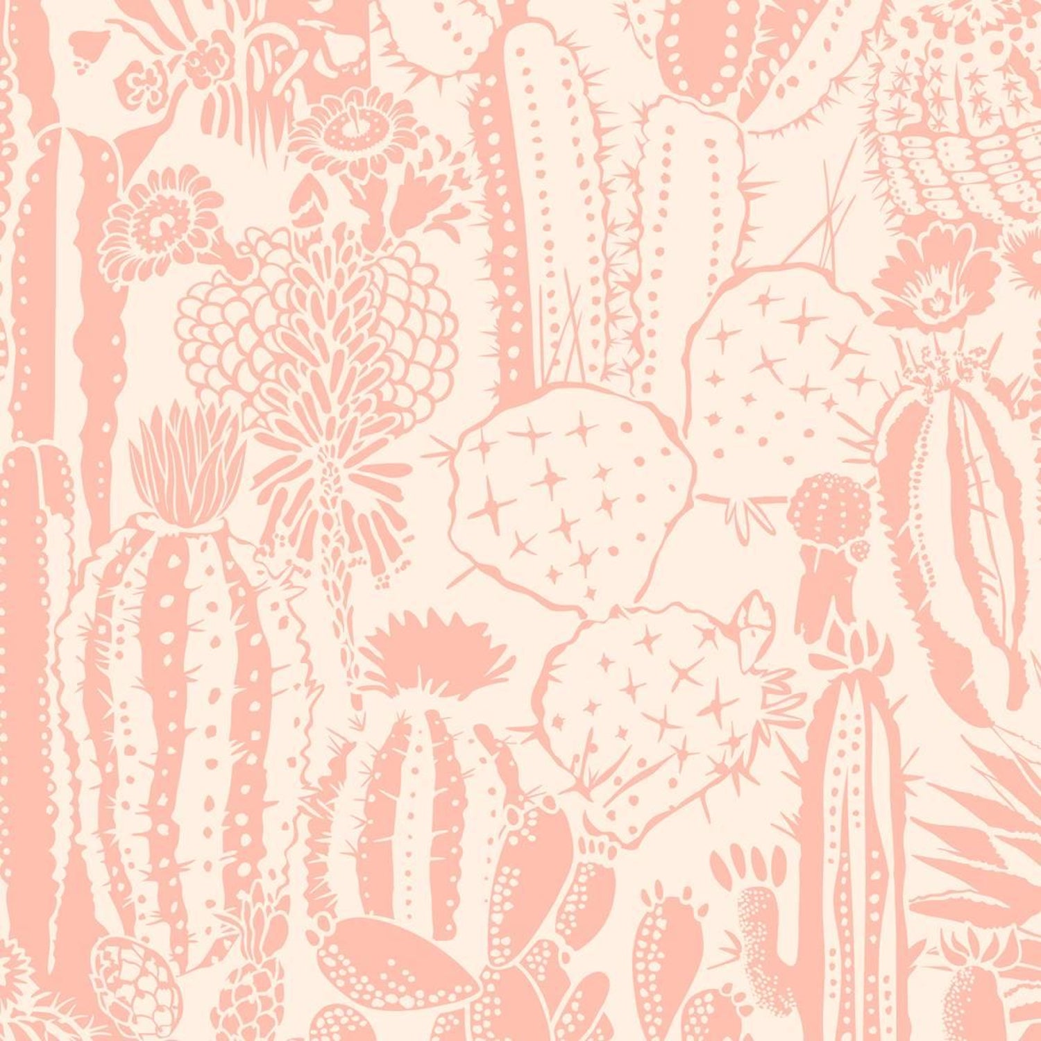 Cactus Spirit Designer Wallpaper in Splendid 'Salmon Pink and Blush'