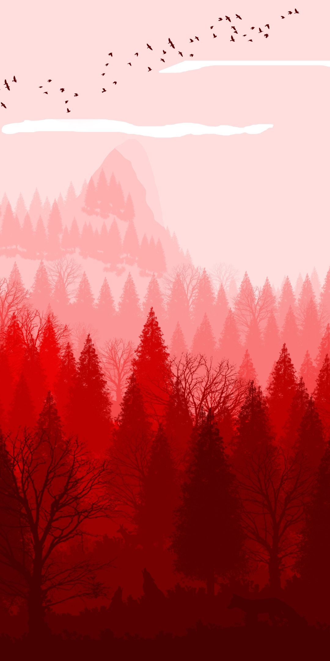 Red forest, horizon, nature, art, 1080x2160 wallpaper. Art wallpaper, Landscape wallpaper, Minimalist wallpaper
