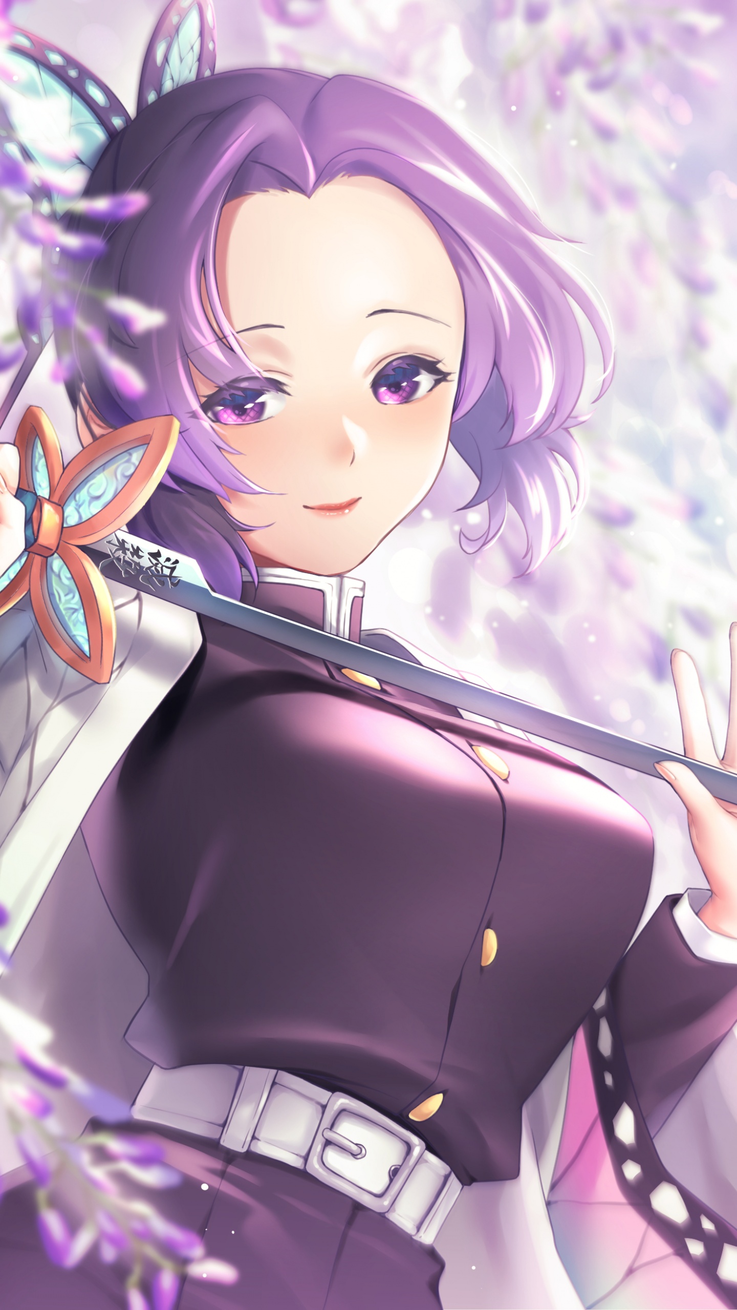 Shinobu Kocho Wallpaper 4K, Demon Slayer: Kimetsu no Yaiba, Anime girl, Anime