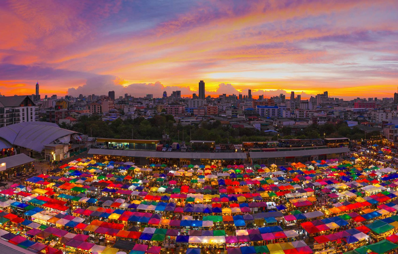 Wallpaper Thailand, Bangkok, Ratchada, night market image for desktop, section город