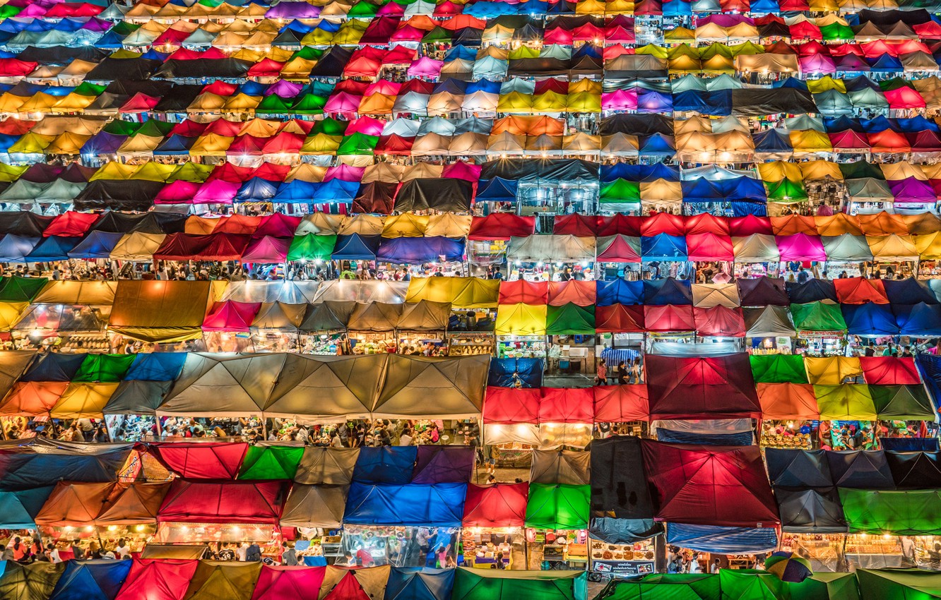 Wallpaper Night, Market, Bangkok image for desktop, section город