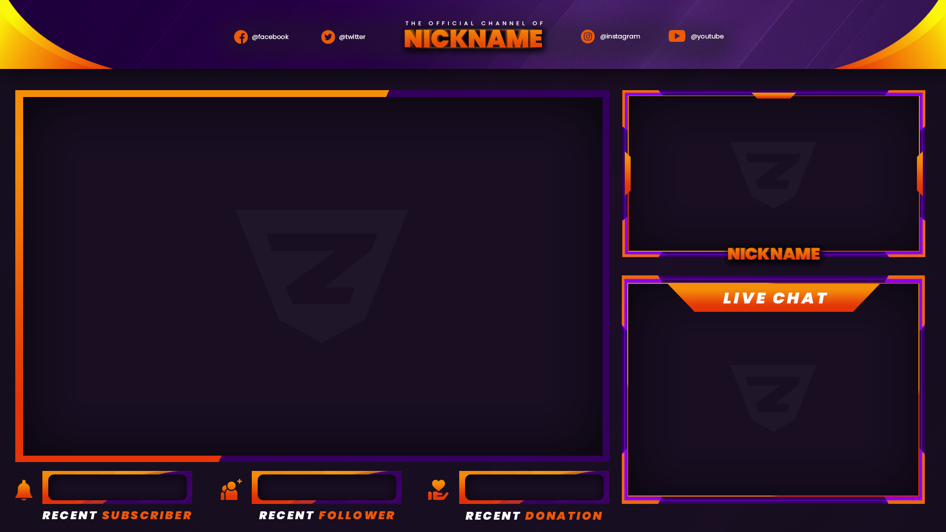 Stream Overlay and Purple Design Download. Overlays, Twitch, Free overlays