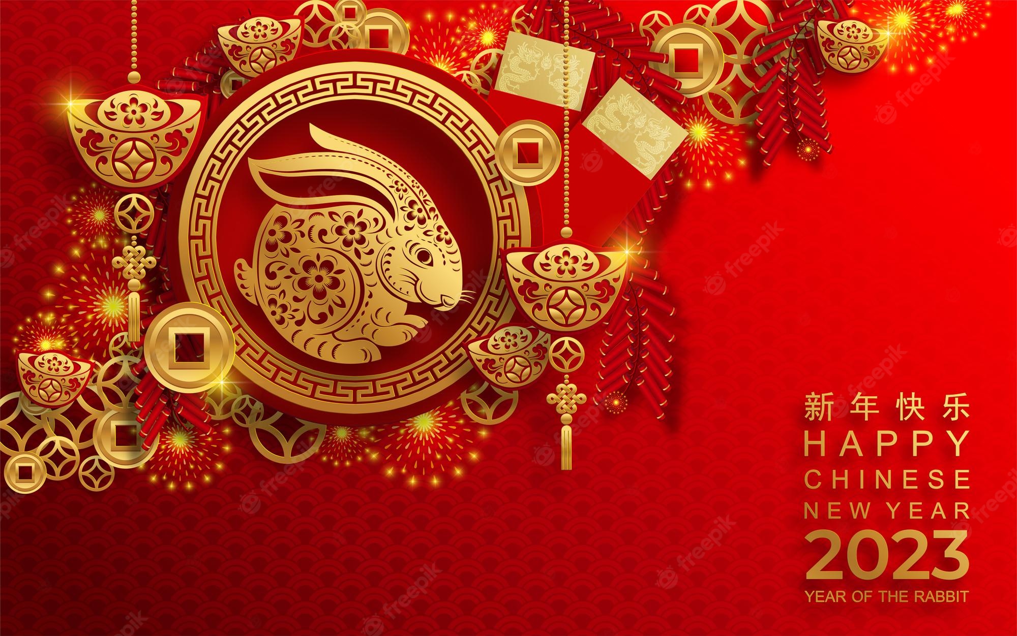 Premium Vector. Happy chinese new year 2023 year of the rabbit
