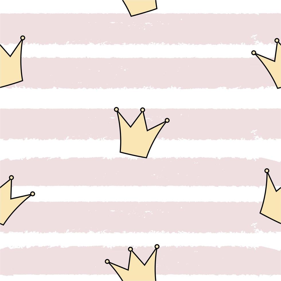 Cute Princess Crown Seamless Pattern Background Vector Illustration