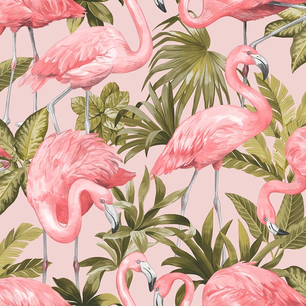 Flamingo wallpaper in blush & pink. I Love Wallpaper