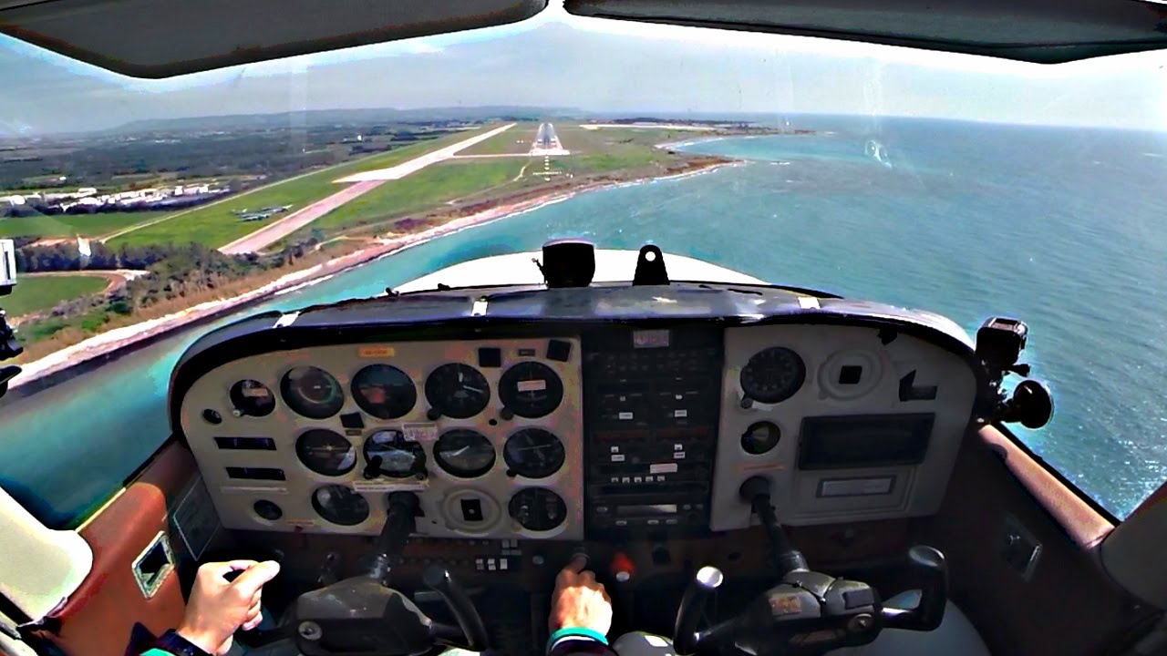 Cessna C172 and Landing into Paphos, Cyprus Audio Cockpit Views. Cessna, Cessna c Cockpit