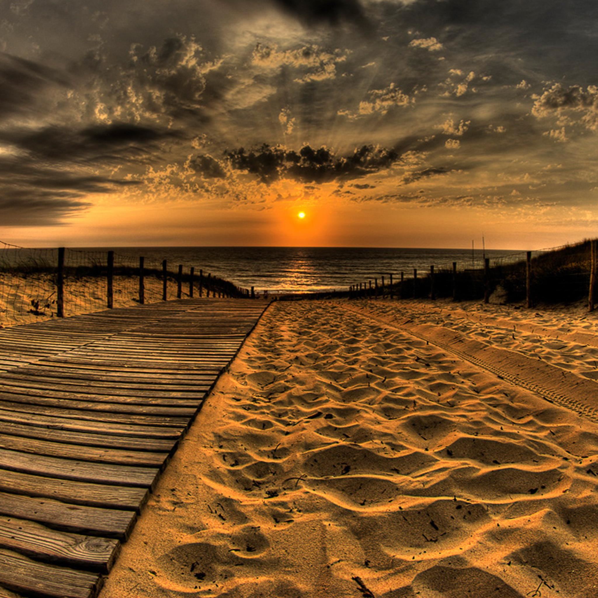 Nature Beach Bridge Landscape iPad Air Wallpaper Free Download