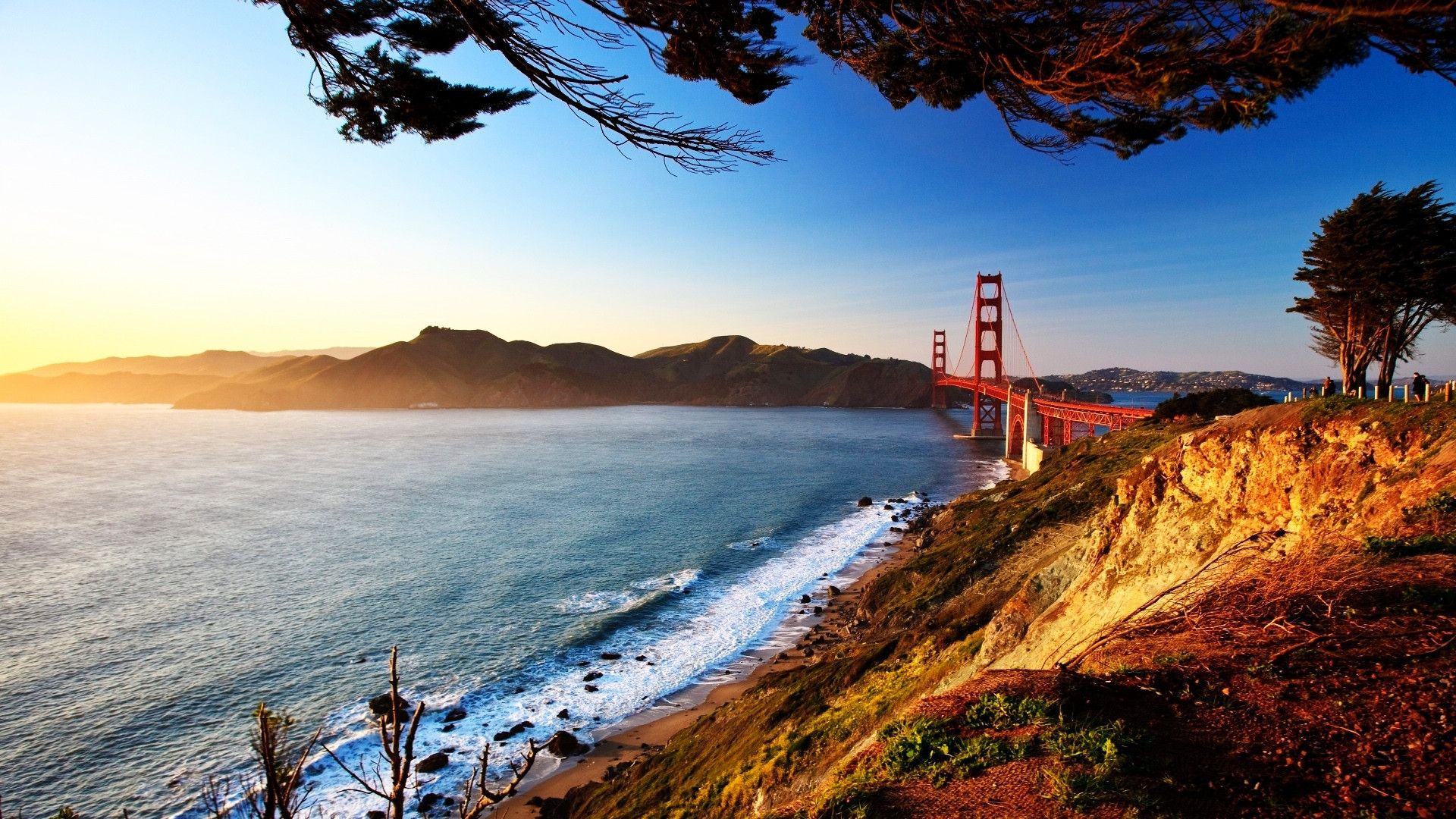 Desktop Wallpaper San Francisco Bridge And Beach, HD Image, Picture, Background, Mm862a