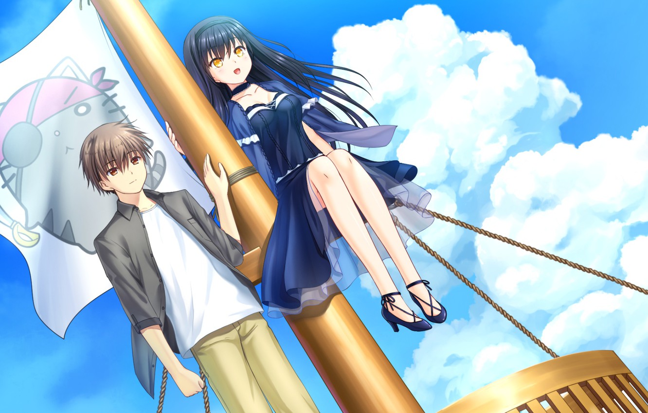 Wallpaper the sky, girl, mast, guy, two, Summer Pockets image for desktop, section прочее