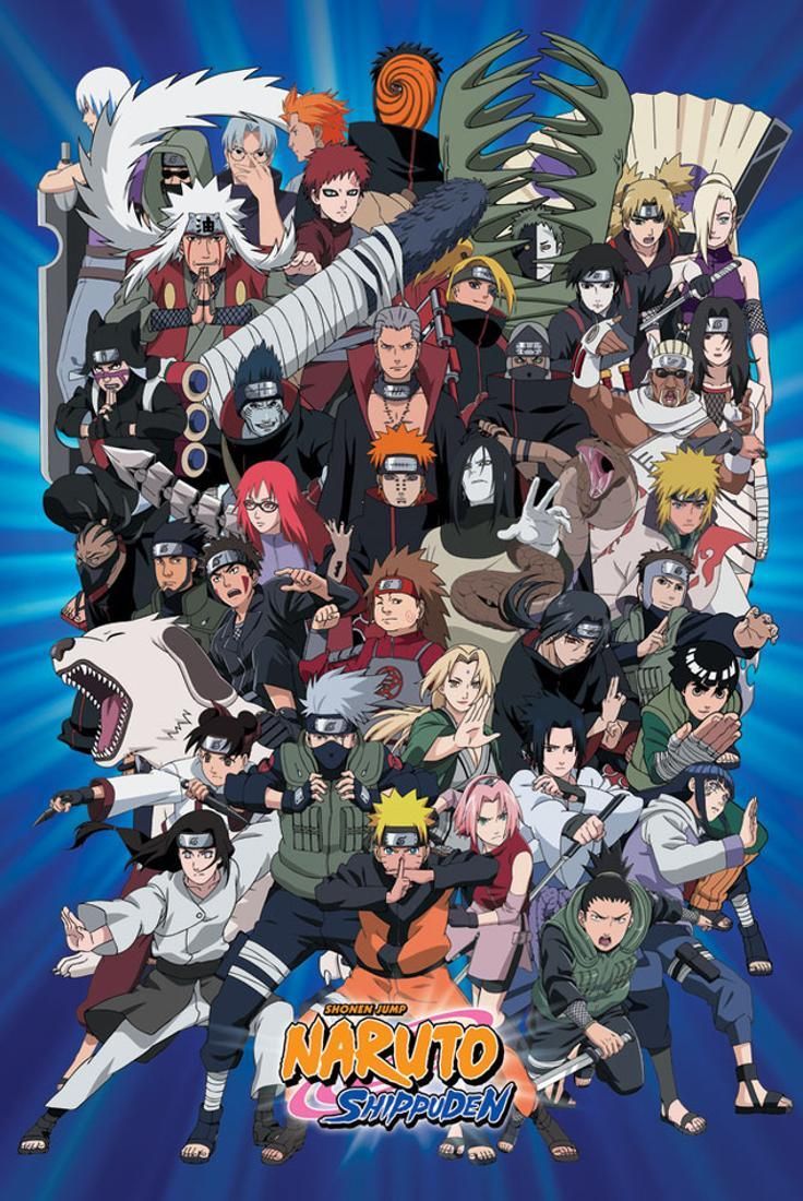 Naruto Characters Poster 24 x 36 Anime Manga Shippuden Sakura Sasuke Kakashi.com. Anime naruto, Naruto characters, Naruto sasuke sakura