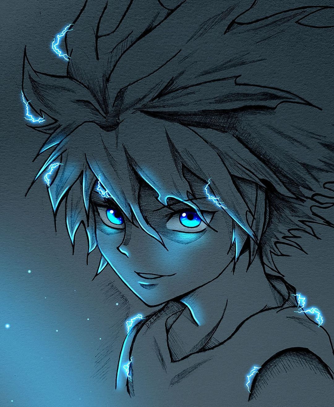 Boy with Blue Glowing Eyes Anime Wallpaper - Anime Wallpaper 4k