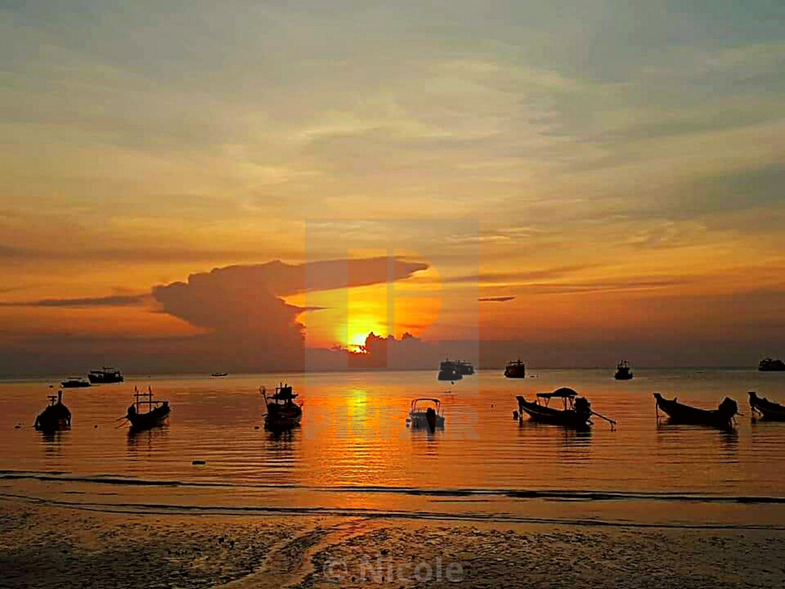 Sunset on Sairee Beach, Koh Tao, Thailand, download or print for £9.92
