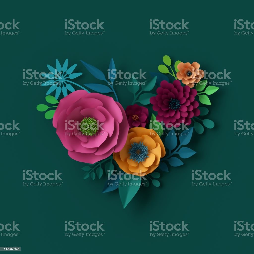 3D Render Digital Illustration Colorful Paper Flowers Wallpaper Spring Summer Background Image Now