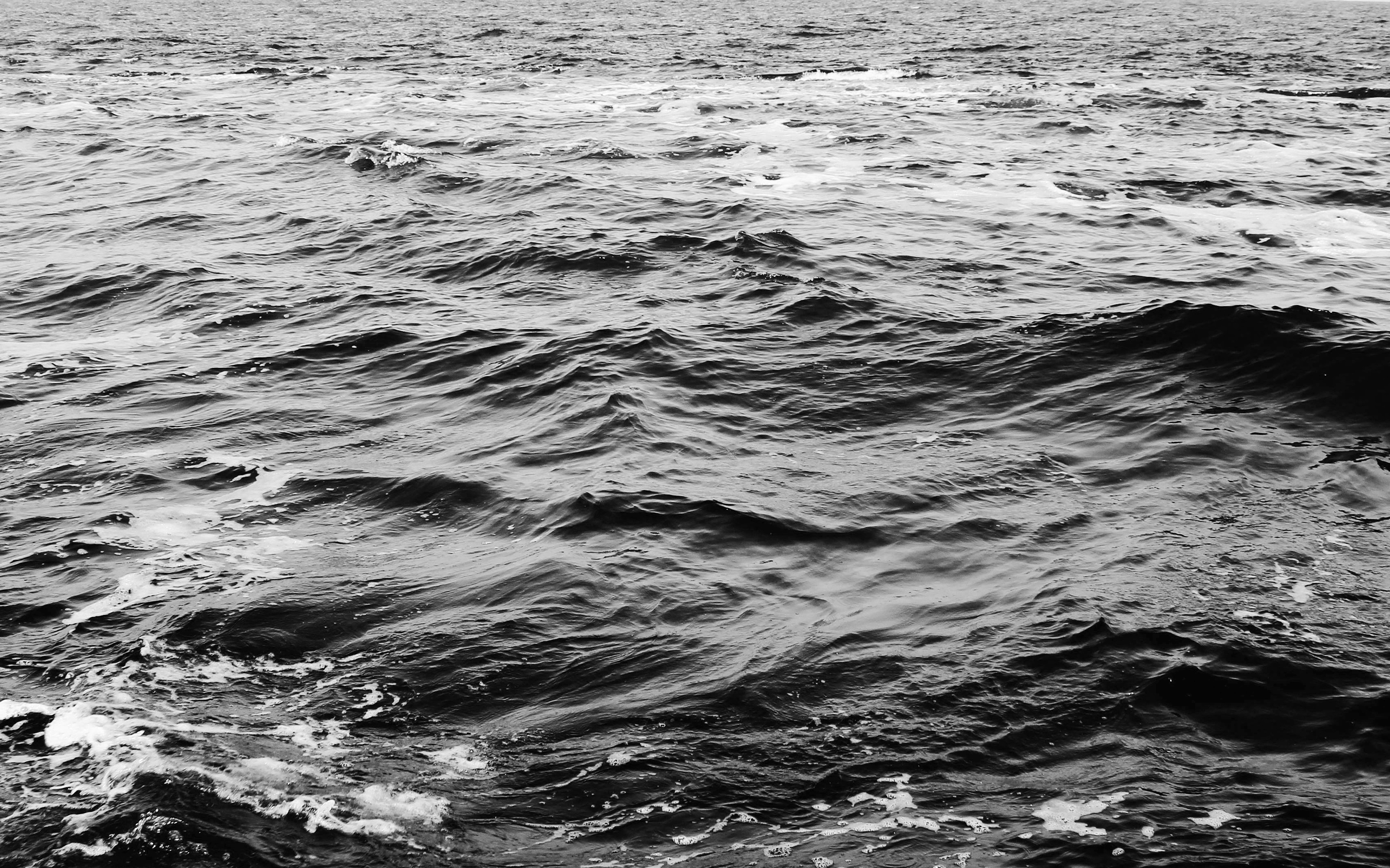 Sea Water Beach Nature Bw Dark Wave Wallpaper