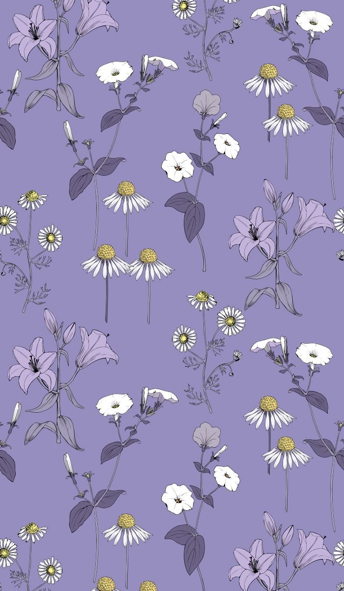 Blue field flowers seamless pattern. Phone wallpaper image, Pretty wallpaper, Background phone wallpaper