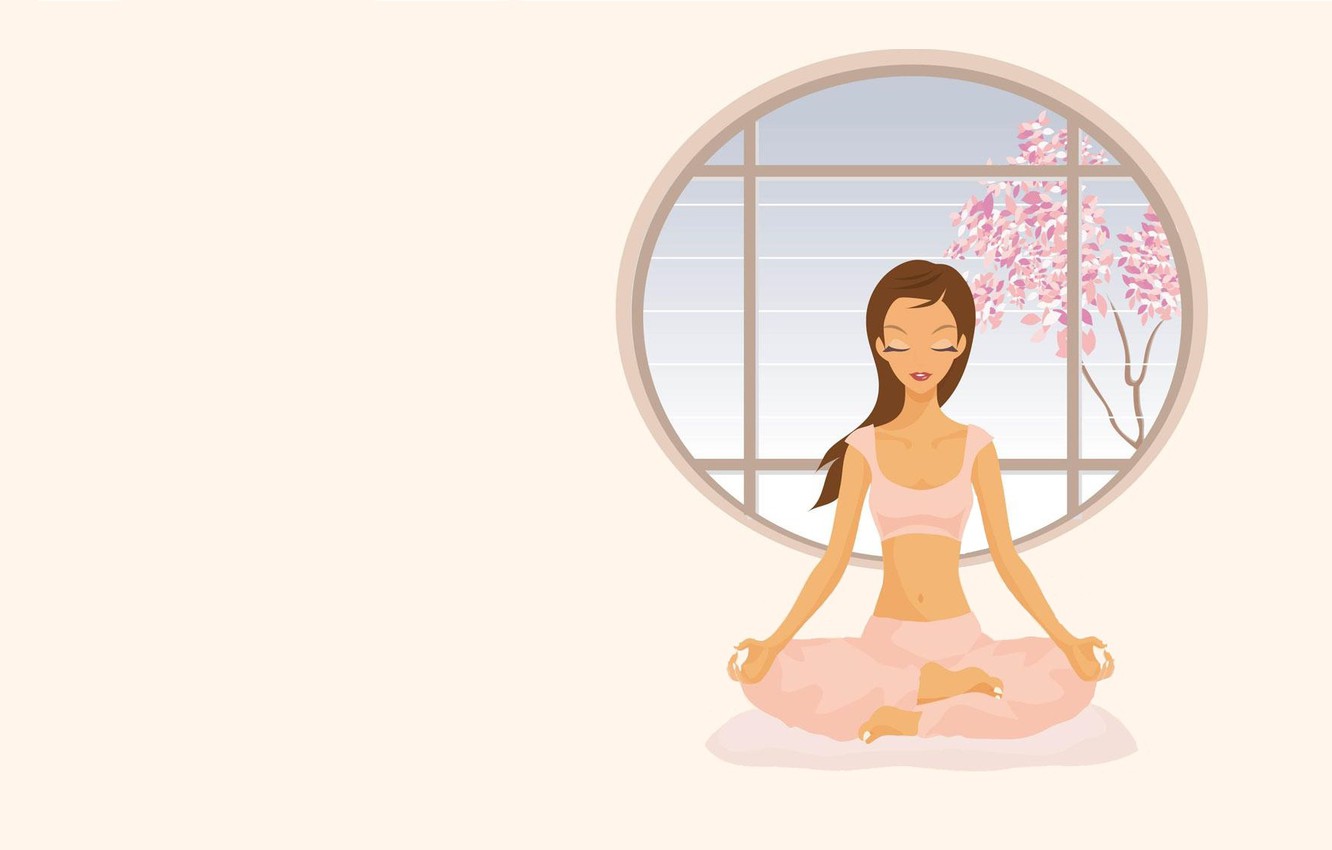 Wallpaper girl, vector, art, yoga, asana, Meditation image for desktop, section минимализм