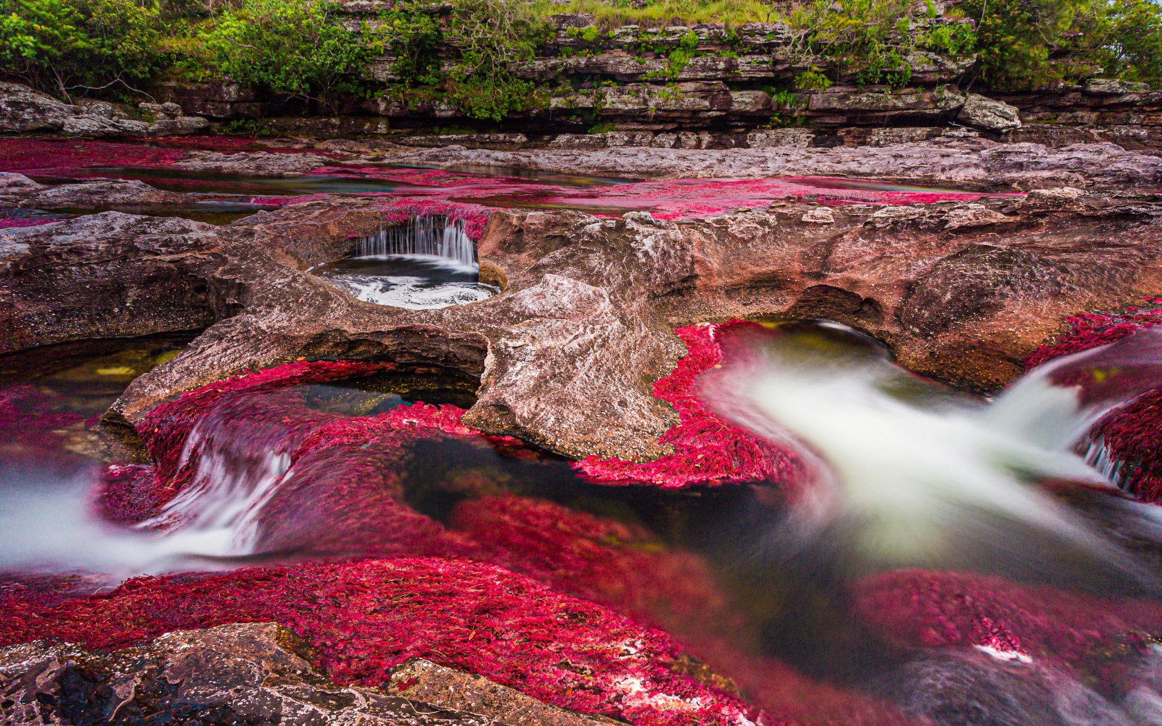 Caño Cristales Wallpaper 4K, River, Serranía de la Macarena, Stream, Rocks, Nature
