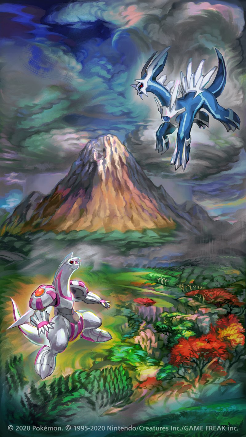 Sinnoh Shitpost ✨ fourth official wallpaper in the Crown Tundra's Legendary Pokémon Wallpaper series is about Dialga and Palkia! Look at this beauty