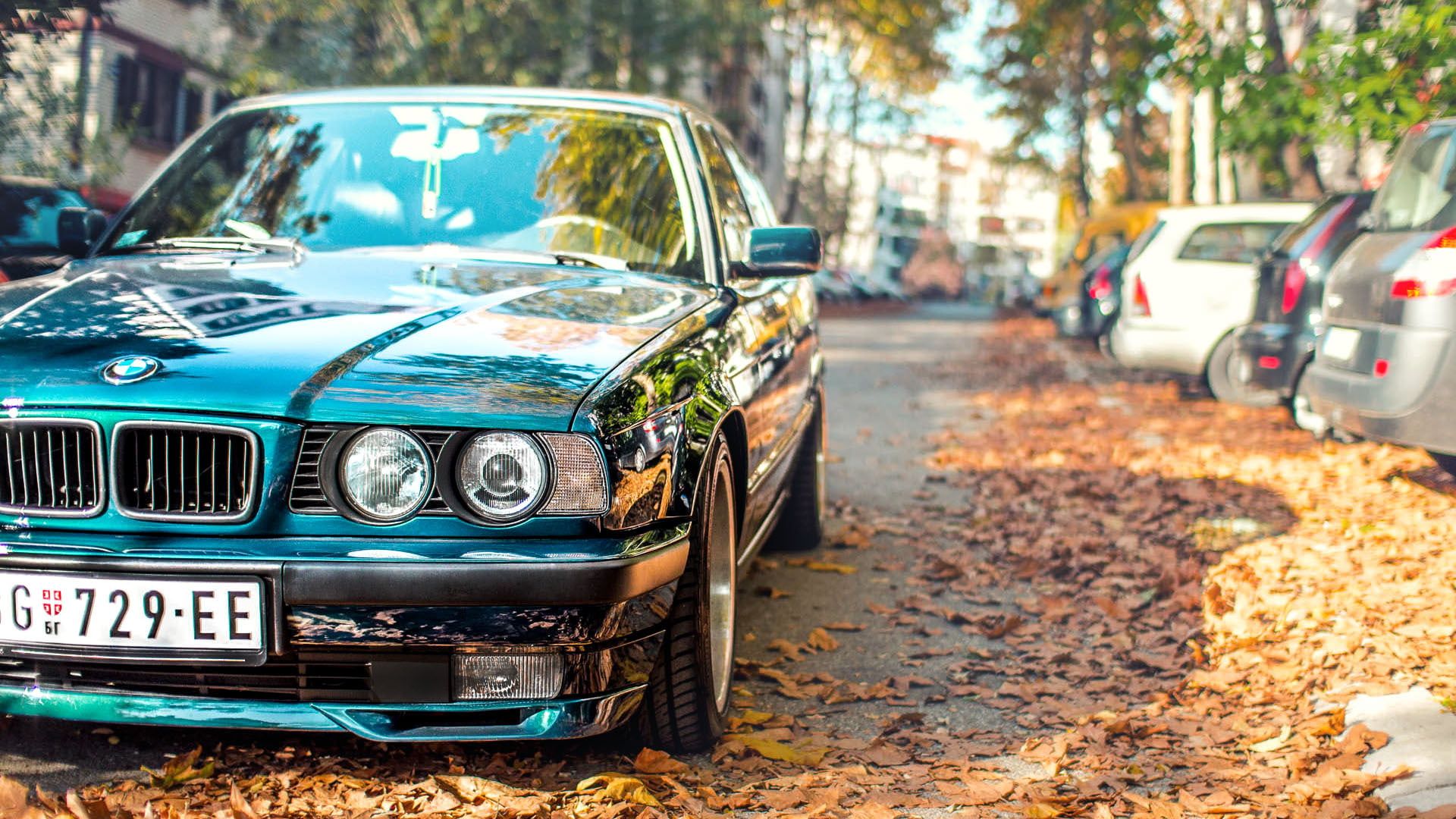 Blue BMW M Series Car #autumn #leaves #BMW #tuning #E34 P # Wallpaper #hdwallpaper #desktop. Bmw, Bmw M Series, Bmw Wallpaper