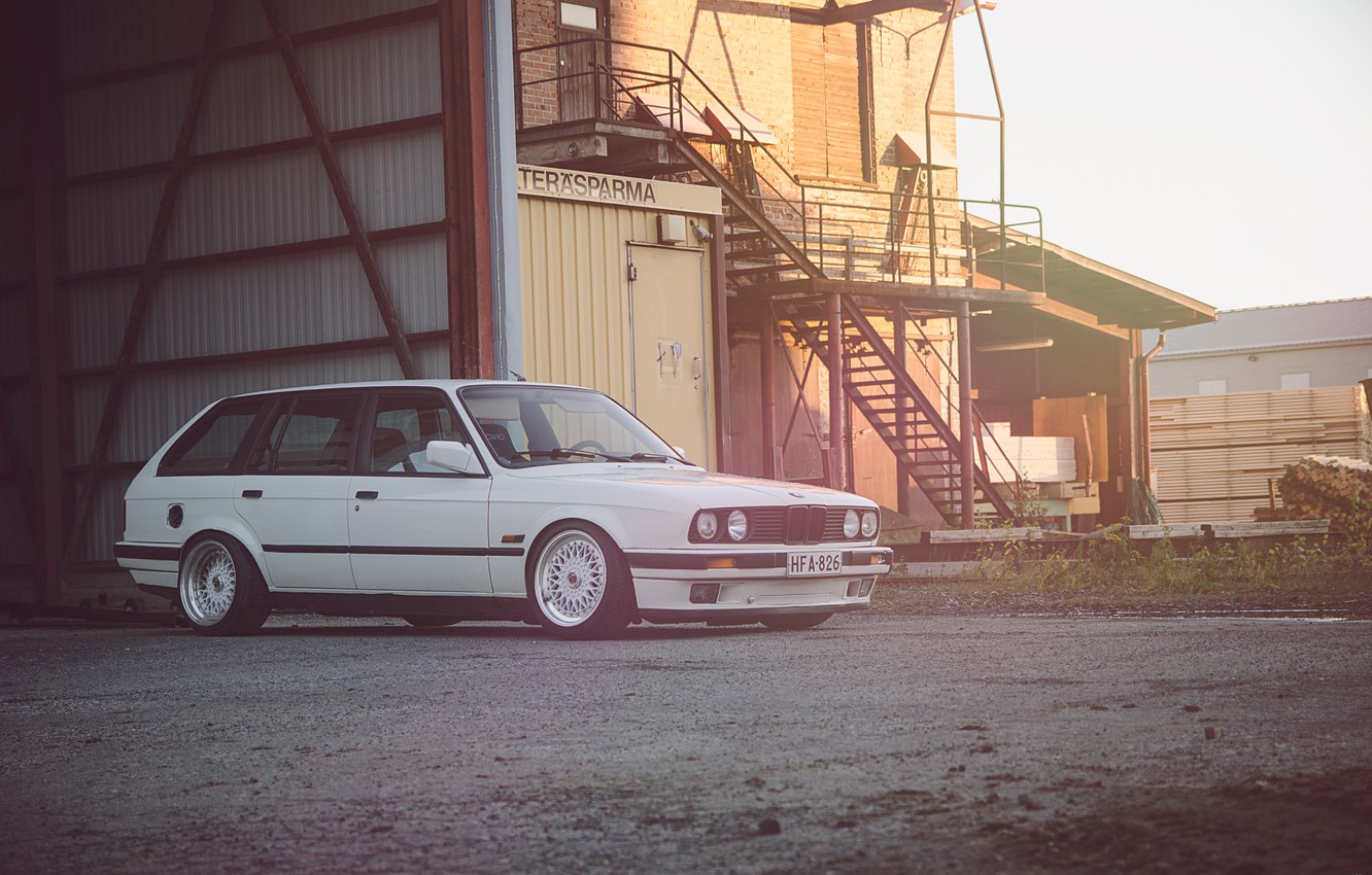 Wallpaper BMW, white, wagon, E30 image for desktop, section bmw