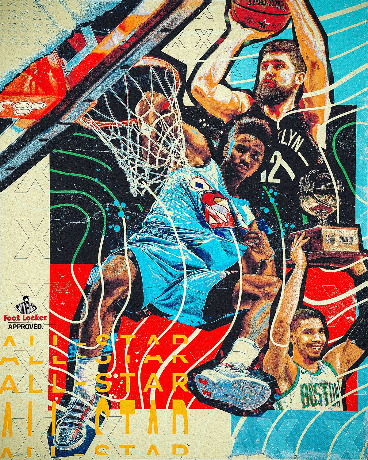 Foot Locker 2019 NBA All Star Illustrations. Sports Graphic Design, Star Illustration, Digital Illustration