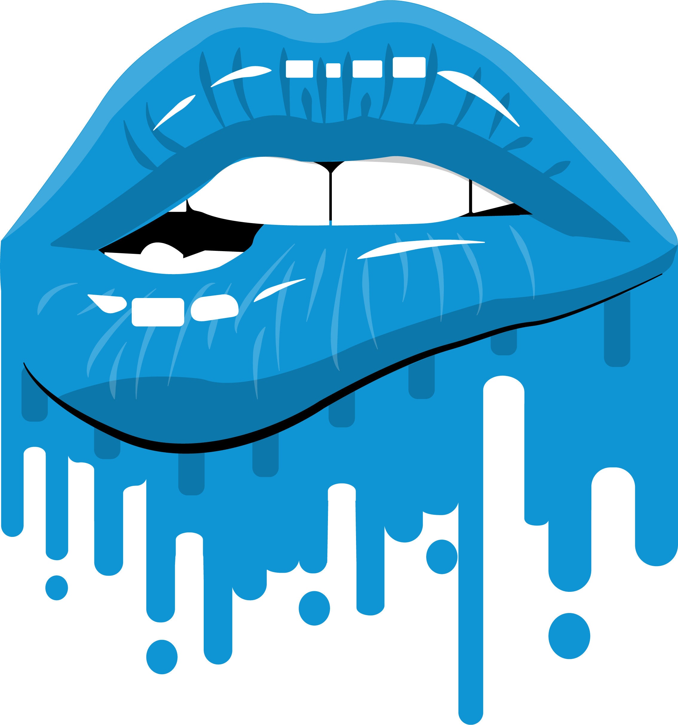 Dripping Light Blue Lips Digital Download